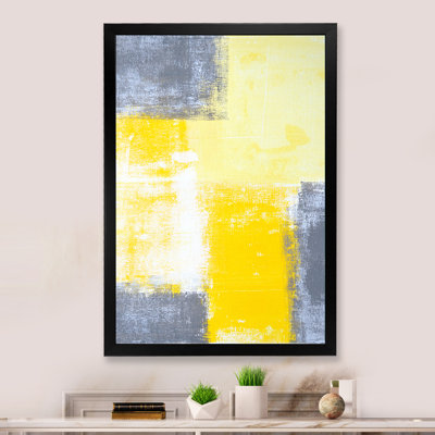 «Yellow and Gray Merging Abstract», art mural moderne et contemporain sur toile