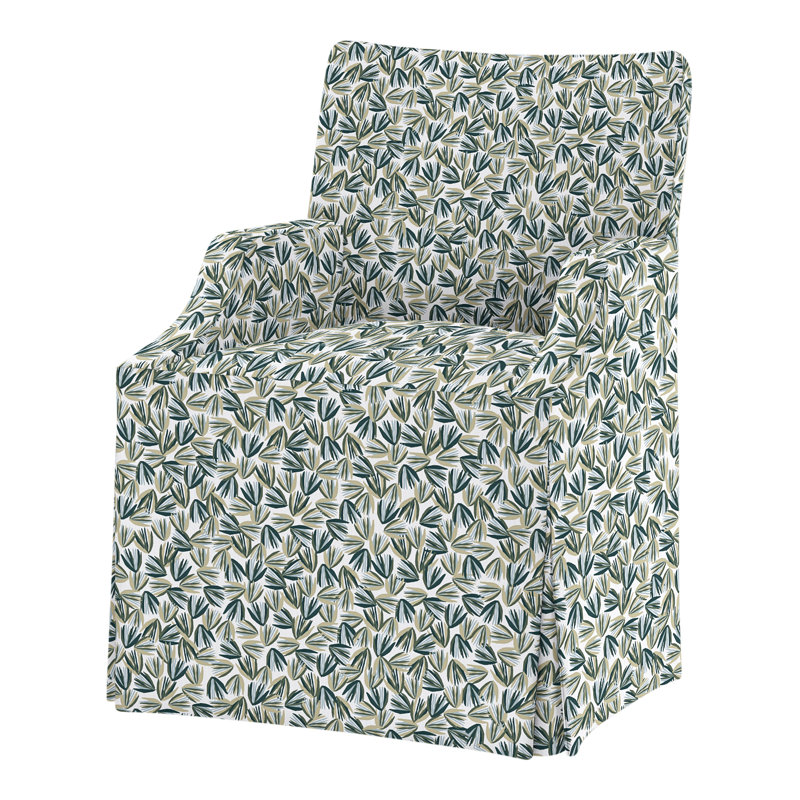 Lia Upholstered Arm Chair, Perigold Palmetto Verdigris