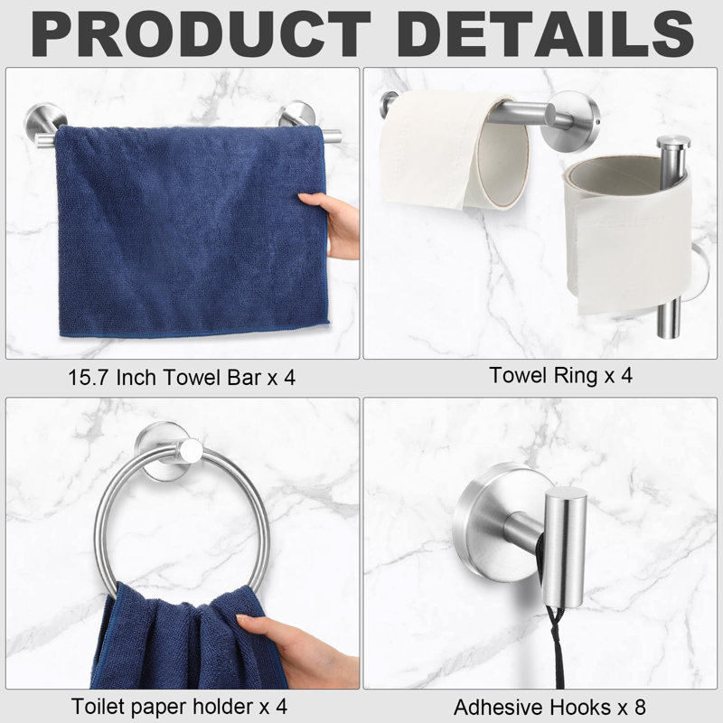 Porte-serviettes mural 15,7 po 15 po