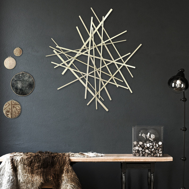 Art mural abstrait géométrique en métal Avalon, décoration murale moderne, 28 po, H 28,5 po x l 26,5 po x P 1,25 po