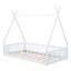 Lit simple en bois avec clôture blanche - Robuste et pour garde-corps en pin-1695169391
