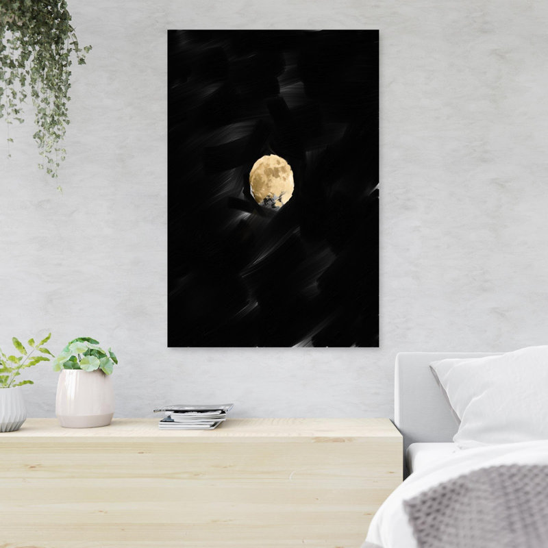 Pleine lune et ciel nocturne foncé, impression sur toile tendue, H 14 po x l 11 po x P 2 po