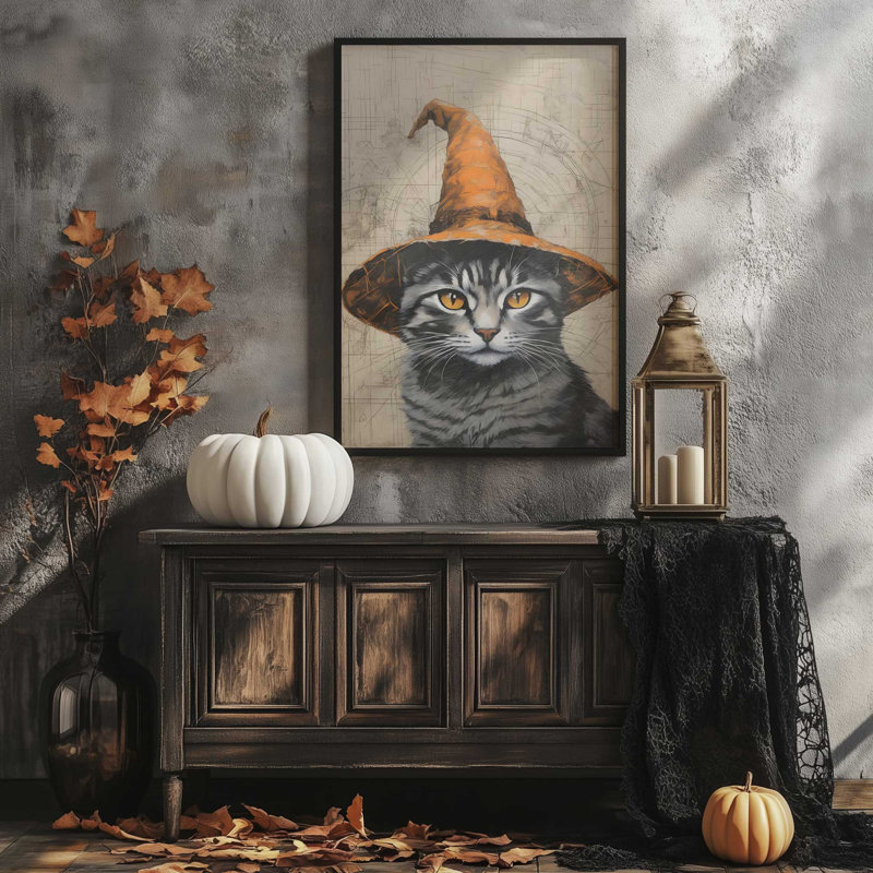 Imprimé de chat The Bewitching, Or poli, H 25,25 po x l 19,25 po