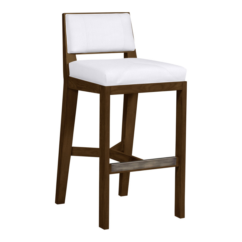 Scoville By Thom Filicia Upholstered Counter Stool with Solid Wood Frame, Navada Snow, Havana