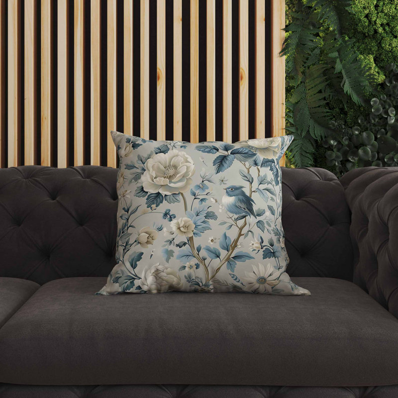 Coussin intérieur / extérieur Misty Morning, Carré 18 po, Bleu / Vert