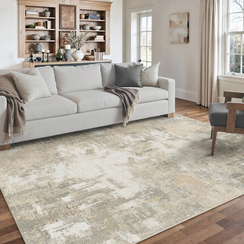 Tapis moderne lavable à la machine avec envers antidérapant Miro, Rectangulaire 8 pi x 10 pi