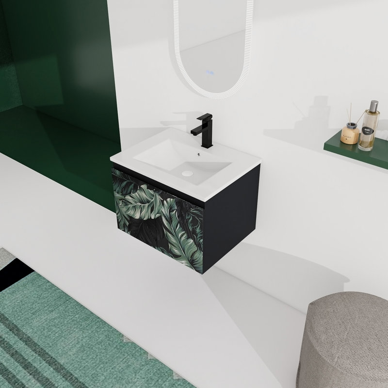 Meuble-lavabo mural 24 po avec lavabo en céramique