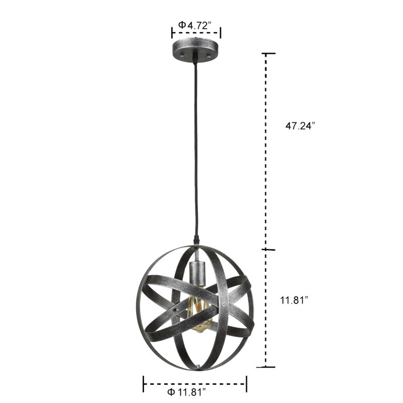 Luminaire suspendu industriel pour îlot de cuisine en argent antique