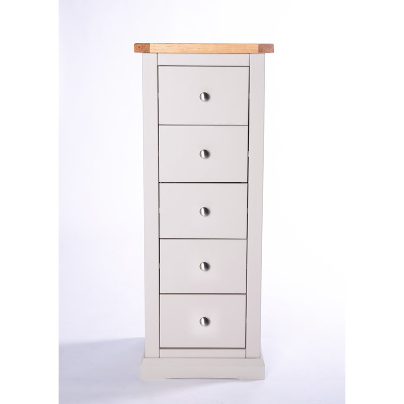 Emrick 45cm W 5 - Drawer Chest of Drawers, Grey/White, Chrome
