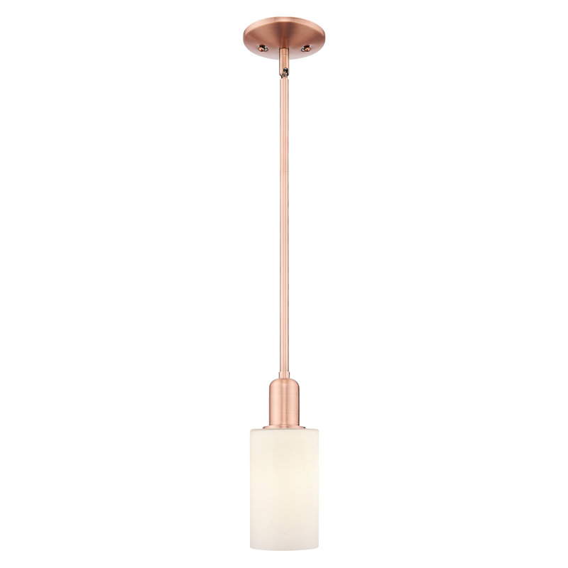 Arcadia - Alyssha - 1 Light 4" Stem Hung Mini Pendant, Antique Copper, Matte White