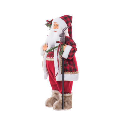 Tissu rouge debout père Noël de la forêt
