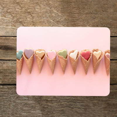 Pink Ice Cream Cone Design on a Contemporary Tempered Glass Cutting Board for a Fun and Stylish Addition to Your Kitchen Accessories Collection