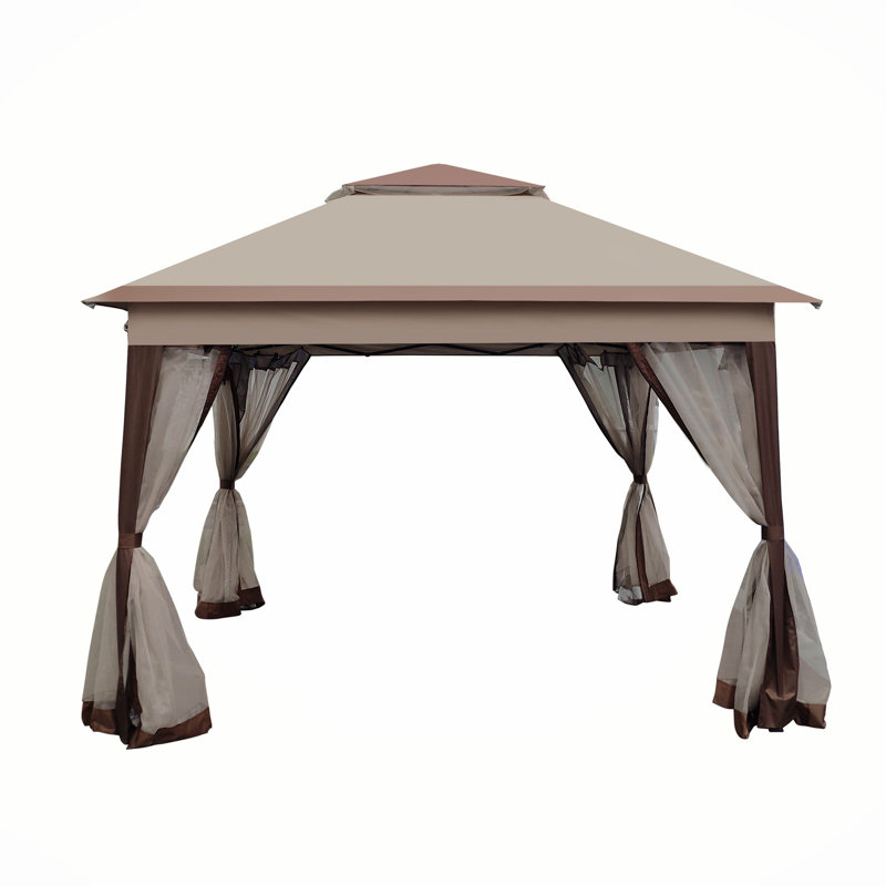 Steel Gazebo, 9.8 Ft. W x 9.8 Ft. D, Brown