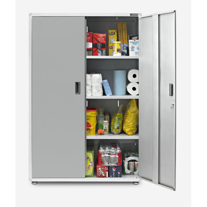Single Storage Cabinet, Gray Slate/White