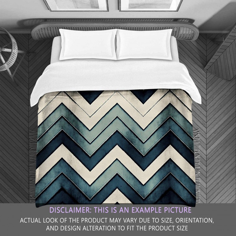 Checkered Comforter, Twin Extra Long Comforter, Blue/Navy Chevron