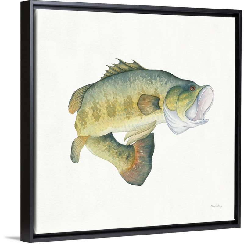 «Gone Fishin Large Mouth», reproduction d'art sur toile, H 22 po x l 22 po x P 1,75 po, Cadre flottant noir