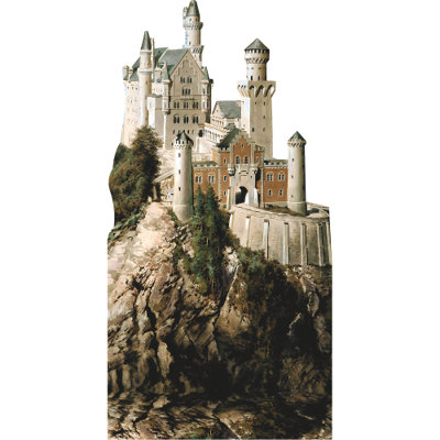 H13659 Château de Neuschwanstein, château de Bavière, Allemagne, toile de fond découpée, debout, debout
