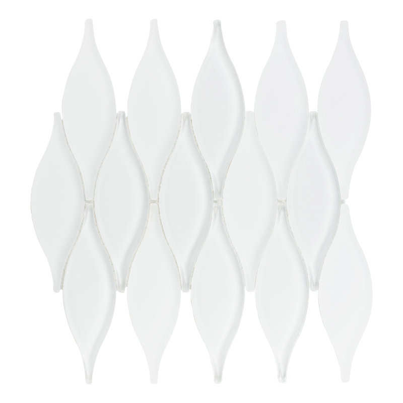 Zeille Glass and Metal Arabesque Mosaic Tile, Ice