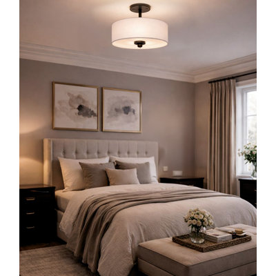 3-Light Matte Black Semi Flush Ceiling Light