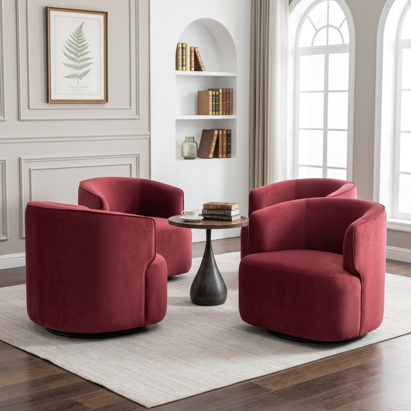 Fauteuil demi-tonneau pivotant rembourré Tybias