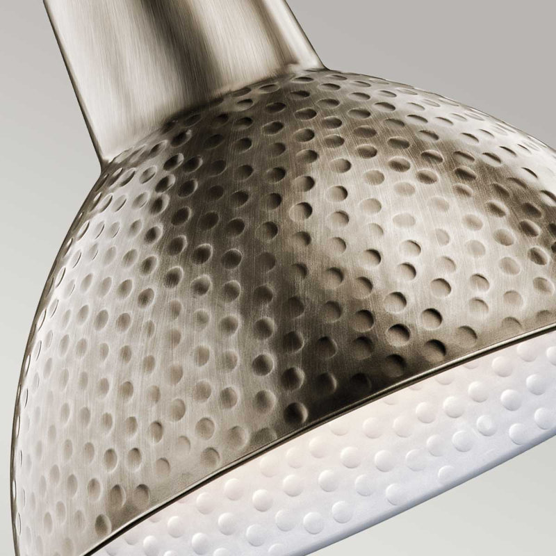 Pooler 1 - Light Antique Pewter Dome Pendant, 43.8cm H x 46.7cm W x 46.7cm D