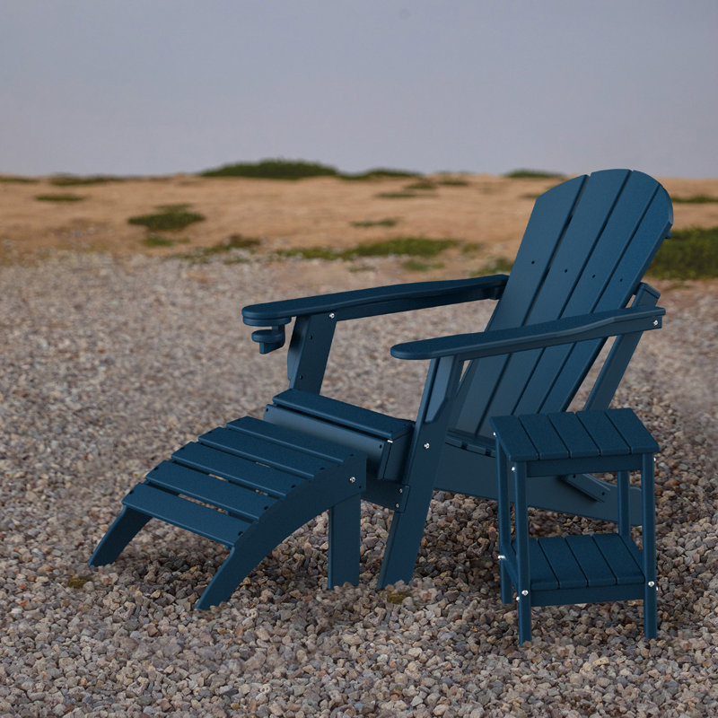 HDPE Outdoor Adirondack Side Table, Blue