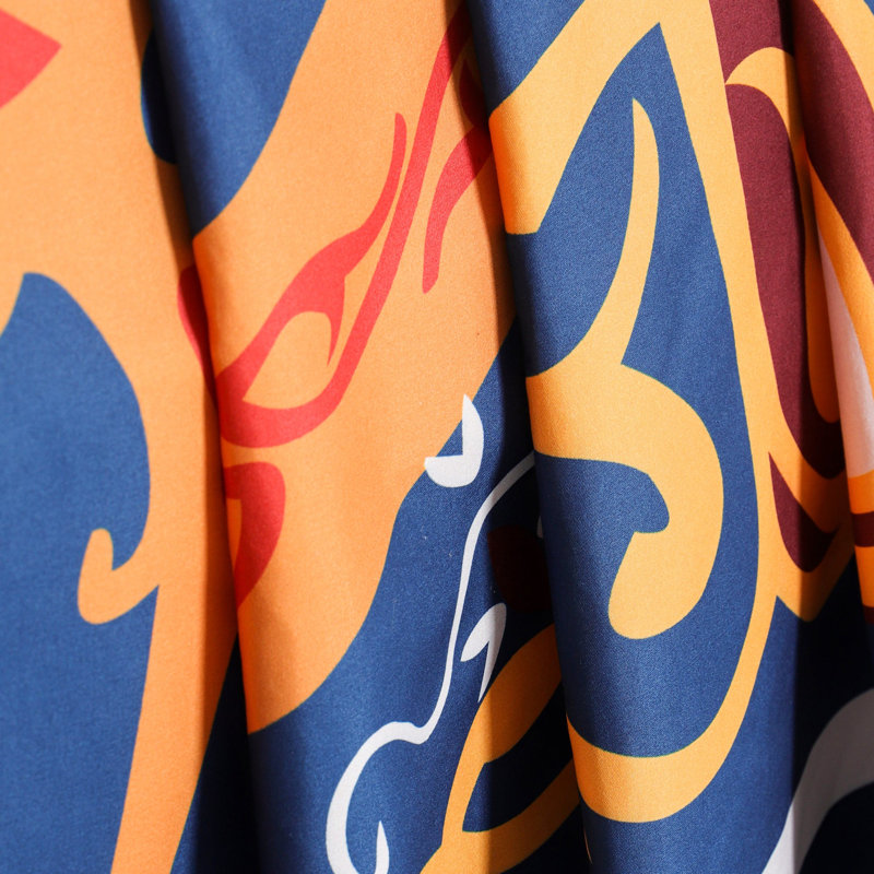 Ensemble de draps 6 pièces Polycotton, Courtepointe pour grand lit + 5 pièces supplémen, Orange / bleu
