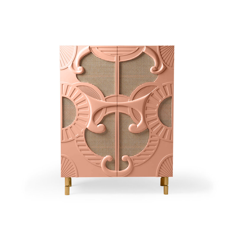 Traje De Luces 47'' Bar Cabinet, Powder/Polished Brass