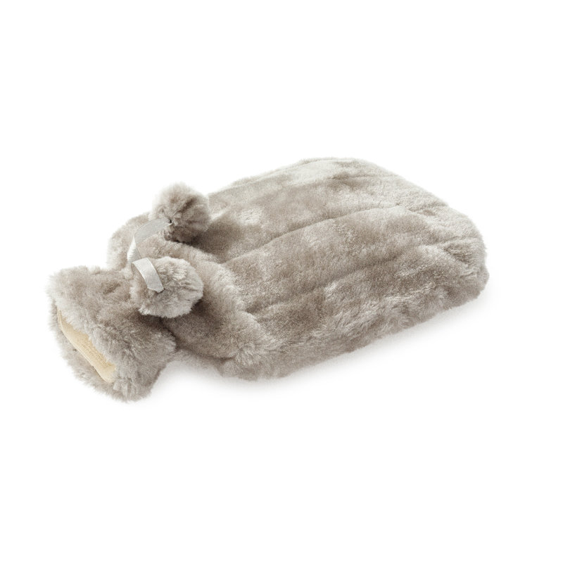 Blue Canyon 2000ml Rubber & Fur & Synthetic Fur Hot Water Bottle, Silver