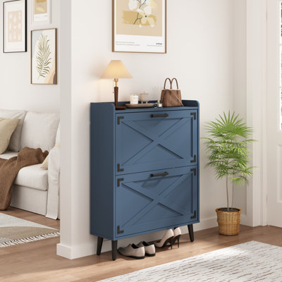 Chea Shoe Storage Cabinet with Adjustable Shelves (Dark Blue Colour)