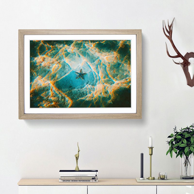 A Starfish on the Ocean Floor - Framed Print, Oak Framed, 36cm H x 48cm W x 2cm D