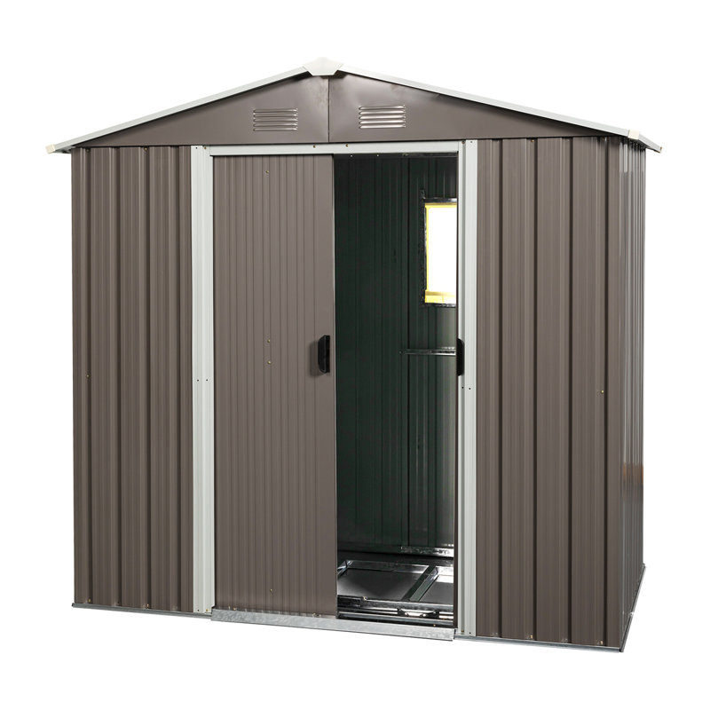 8ft x 4ft Gray Metal Outdoor Storage Shed with Window