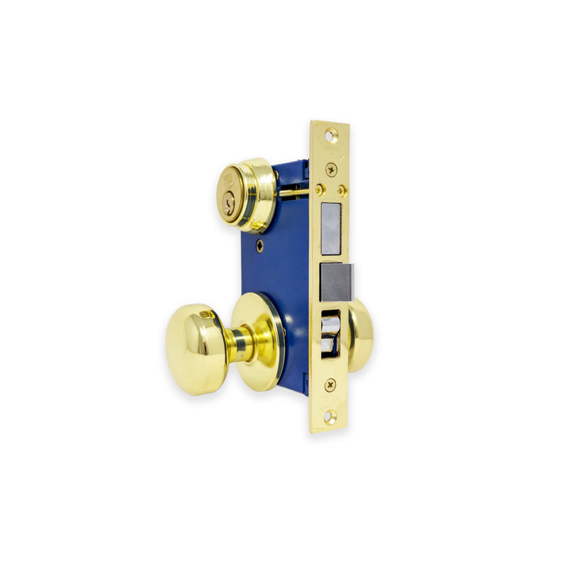 Mortise Brass Knobs With Deadbolt Entry Set, Left