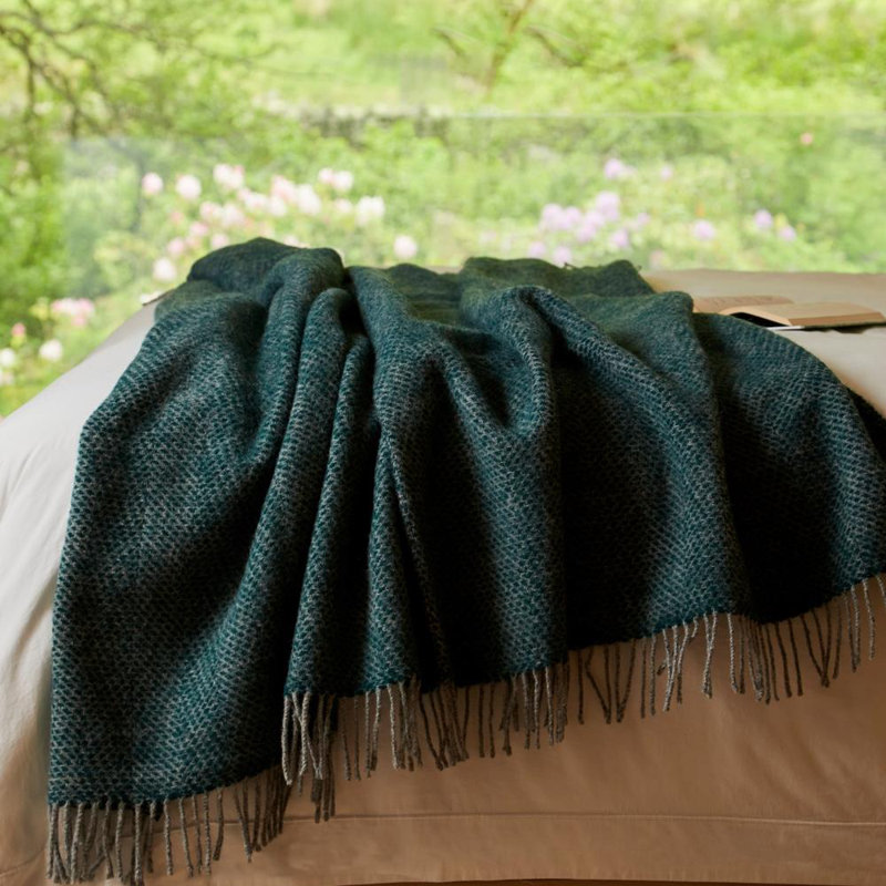 Throw Blanket, Emerald/Grey
