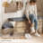 Rattan Storage Bench With Cushion & Coat Rack, Shoe Rack With 2 Flip Drawers, Shoe Bench For Entryway, Living Room, Rustic Oak, Round