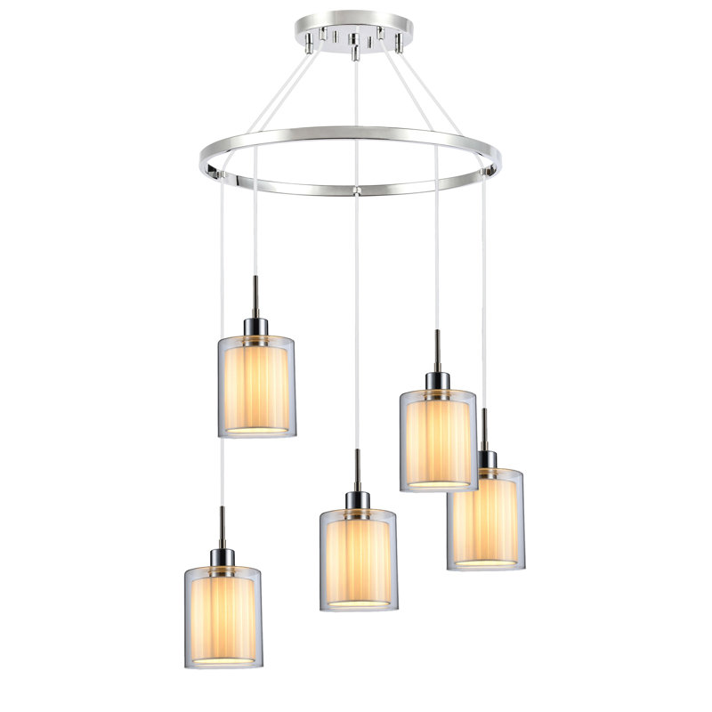 Pittsfield 5 - Light Tiered Chandelier, Opal, Chrome