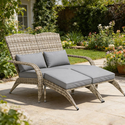 Chaise longue d'extérieur avec dossier haut
