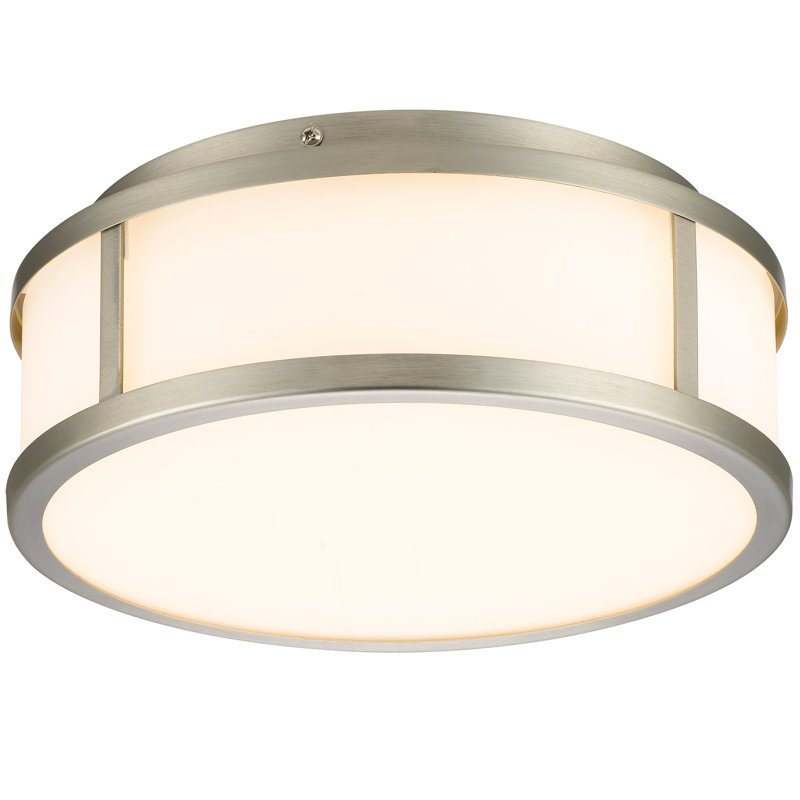 10-Inches Brushed Nickel Integrated Led Flush Mount With Energy-Smart Led, 1225 Lumens 24W, 3 Color Temperature Selectable  3000K/4000K/5000K , Dimmable, Etched White Glass Diffuser, Easy