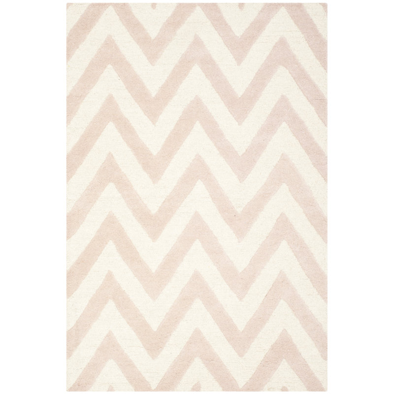 Nero Chevron Wool Hand Woven Area Rug, Rectangle 61 x 91 cm