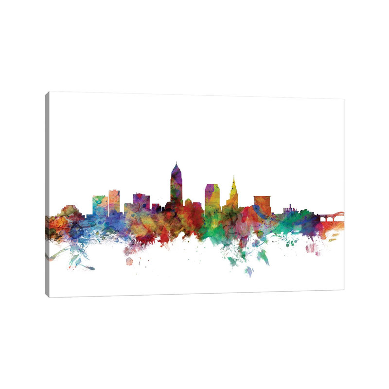 Cleveland, Ohio Skyline by Michael Tompsett - 1 Piece Wrapped Canvas Wall Art, 66.04 cm H x 45.72 cm W x 3.175 cm D