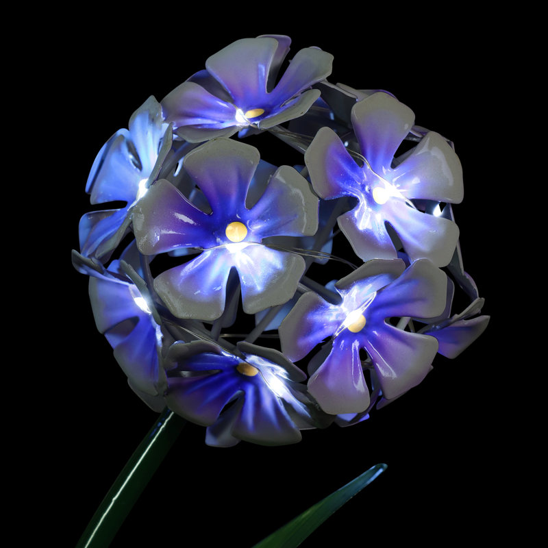 Piquet de jardin solaire en métal double Hydrangea avec 34 lumières DEL Exhart Exhart, Mauve