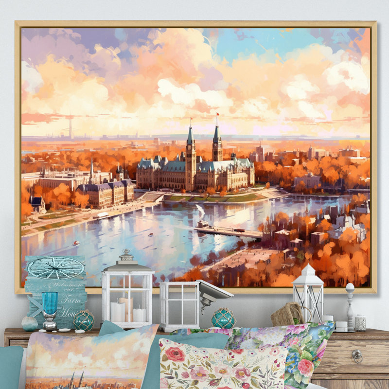 «Sunny On Ottawa River» sur toile, H 34 po x l 44 po, Cadre naturel flottant