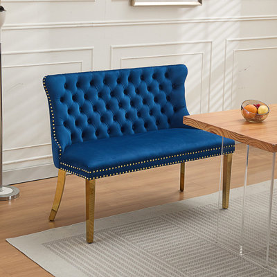 Banc à oreilles à oreilles, cuisine et salle à manger, banc capitonné à 2 places avec boutons faits à la main