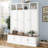 VIBE HAUS 76.7''H Farmhouse Hall Tree with Bench and Cabinet, 4-in-1 Entryway Bench with Coat Rack, Modern Entryway Storage Organizer with Open Cubbies & Hooks for Hallway, Entryway, Living Room-129159885