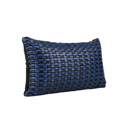 Housse de coussin réversible en similicuir bleu