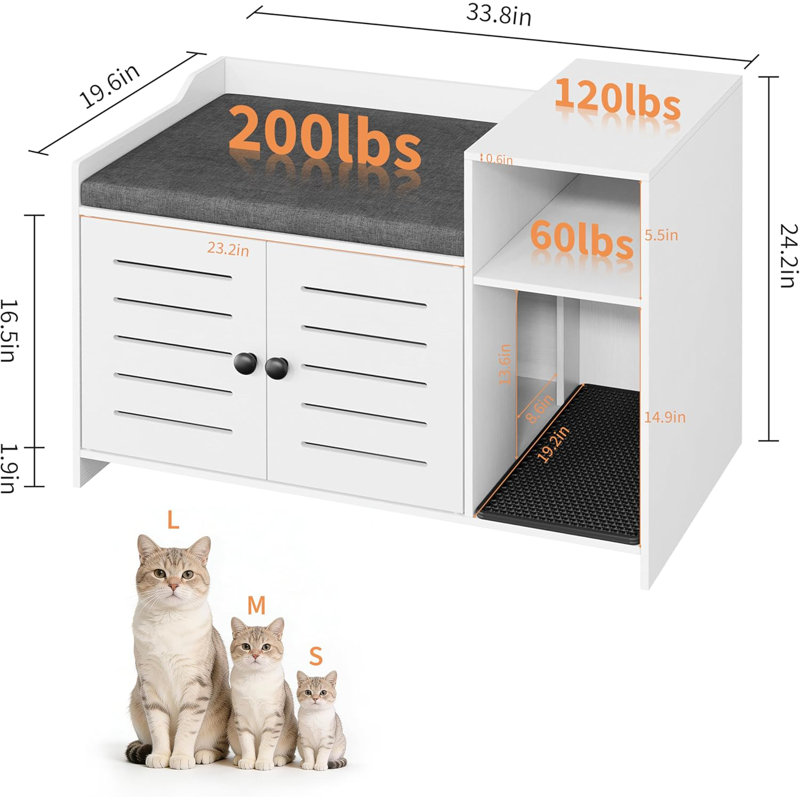 Enceinte cachée pour litière pour chat, Blanc