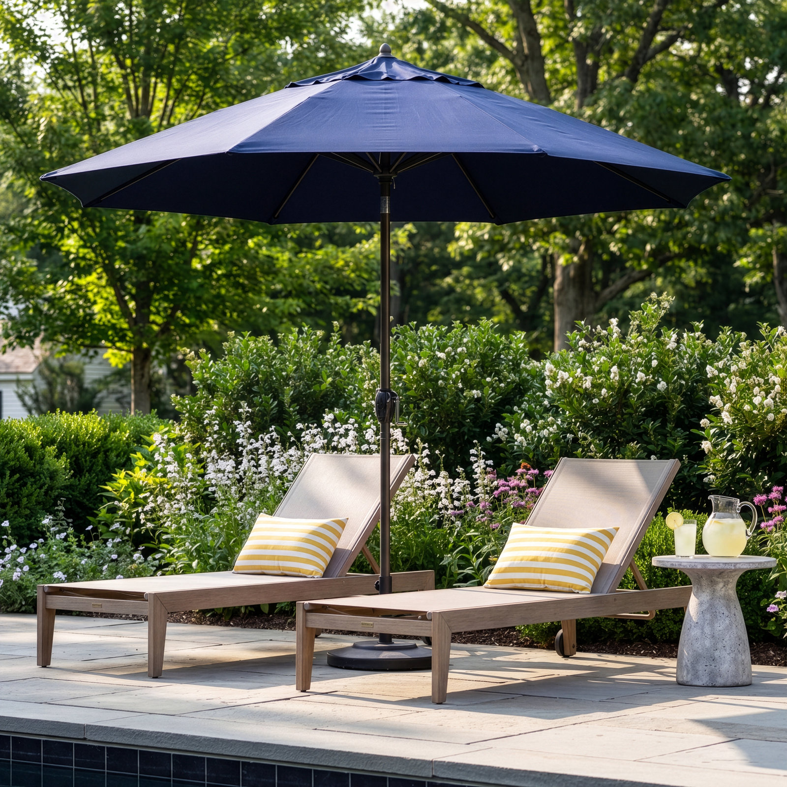 Deshaun 9' Sunbrella® Market Umbrella, Canvas Navy Sunbrella® Canvas