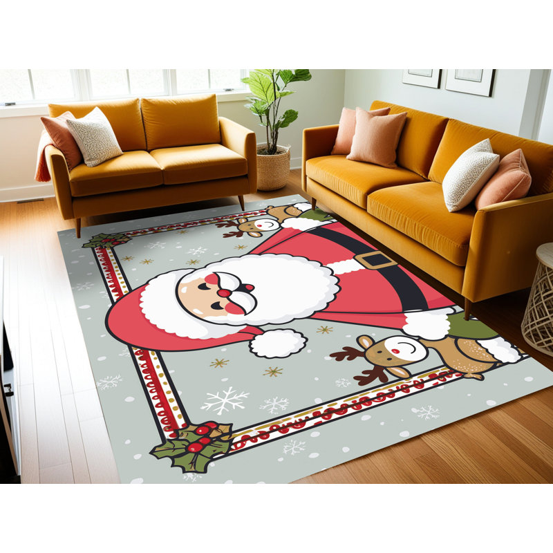 Tapis de vacances d'hiver de Noël lavable The Holiday Aisle®, Tapis de couloir 2 pi x 4 pi