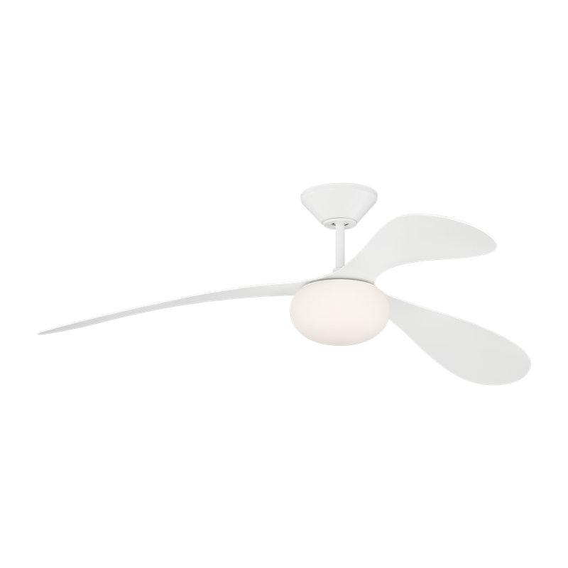 Visual Comfort Fan Drape Smart 58 LED Indoor Ceiling Fan with Threaded Downrod, Matte White ABS blades and Handheld Remote
