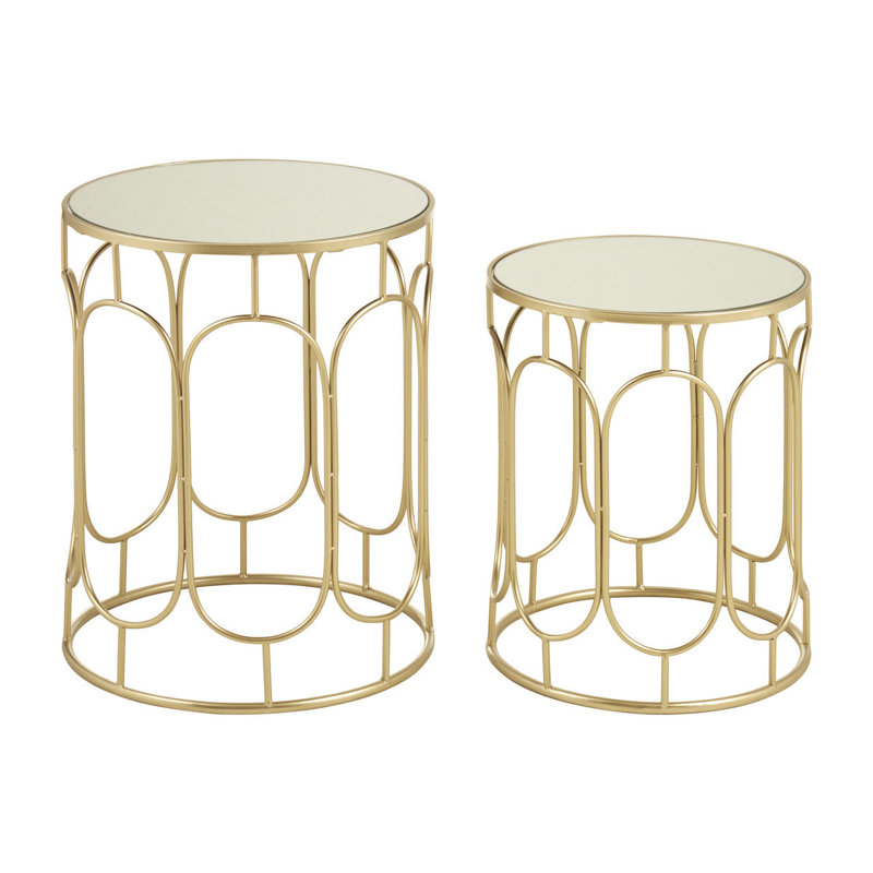 Elmdale Glass Top Drum Nesting Tables